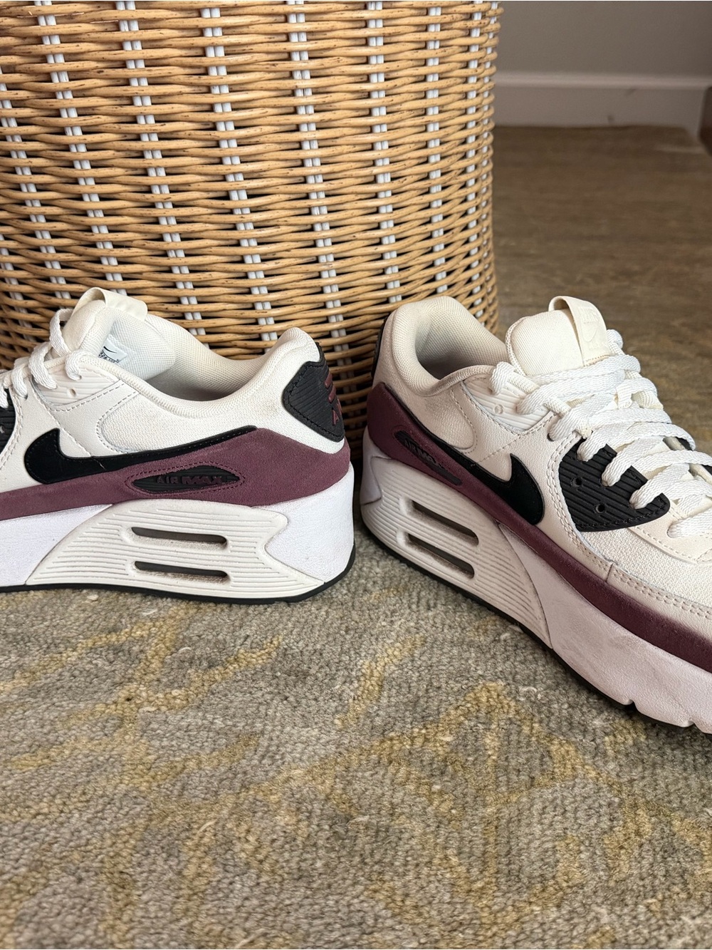 Nike Women’s Air Max Sneakers in White, Burgundy & Black